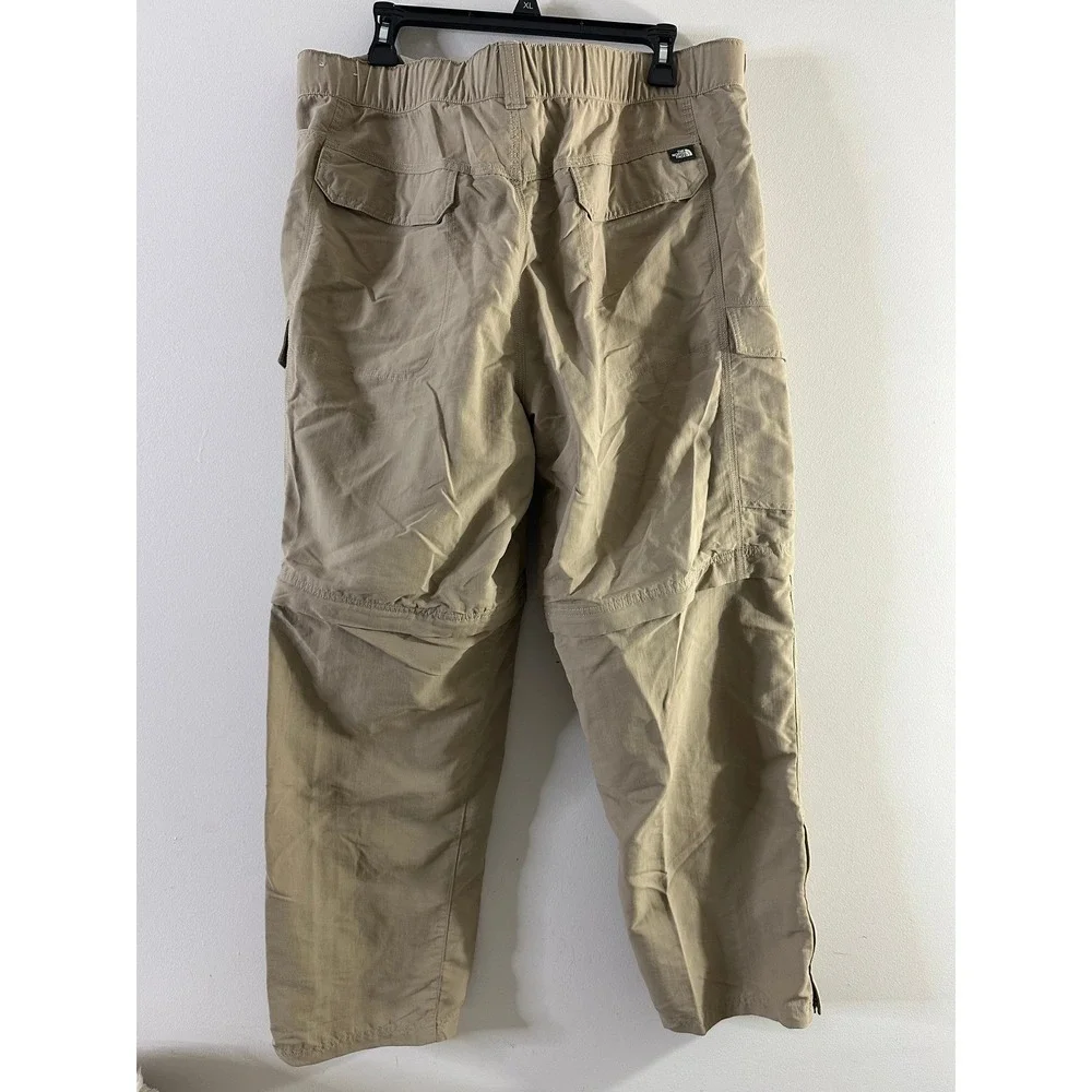 The North Face Mens XL Regular Khaki Convertible‎ Hiking Cargo Pants Zip Off Tan